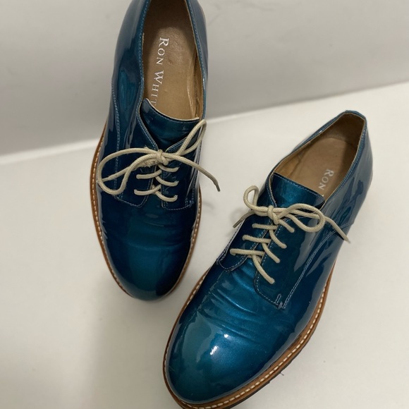 RON White Wedges Turquoise Patent Shoes Size 38 - Picture 6 of 16